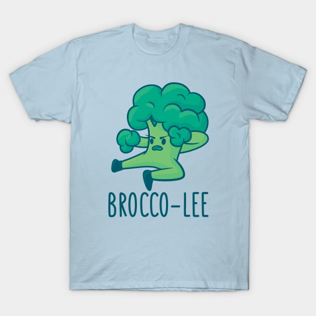 Funny Broccoli Veggie Brocco-Lee Karate Design T-Shirt by HiFi Tees